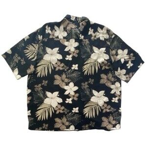 Puritan Hawaiian Shirt Mens XL Blue Floral Tropical Aloha Button Front